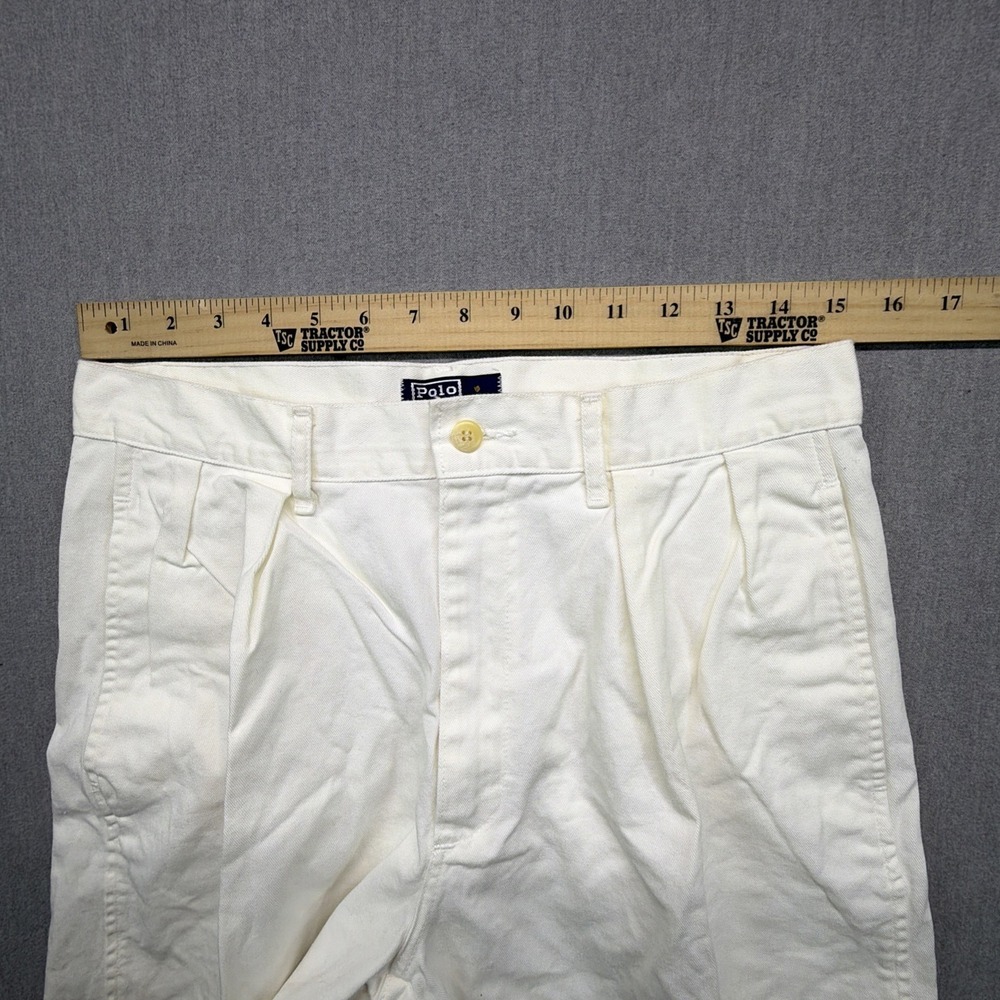 Vintage Polo Ralph Lauren Made In USA Double Pleated Chino Shorts Beige 30" - Picture 9 of 9